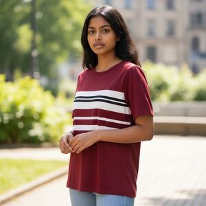 Liz Claiborne Striped Knit Top Preppy  Short Sleeves Size M NWT